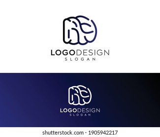 Abstrakter Buchstabe d, digitales Logo-Design des Gehirns, Logo-Design der Gehirnvektoren 