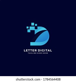 Resumen Carta D Logo Vector de Ilustración Digital.