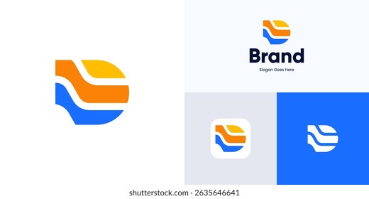 Abstract letter D with dynamic waves logo icon design vector illustration element editable, Modern symbol initial alphabet sign with geometric colorful shades for brand identity and business company