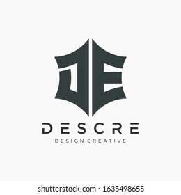 Abstract letter D E logo design with star hexagon  concept. Logo Emblem Capital Letter Modern Template. Creative bold minimalist logotype icon symbol. -VECTOR