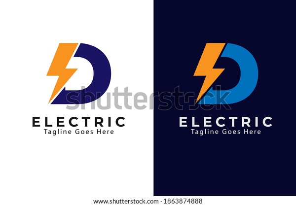 Abstract Letter D Electric Logo Letter Stock Vector (Royalty Free ...