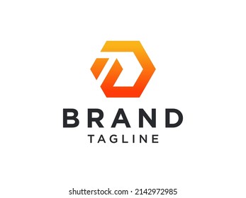 Abstract Letter D Flat Monochrome Vector Logo. Usable for Business and Branding Logos. Flat Vector Logo Design Template Element.
