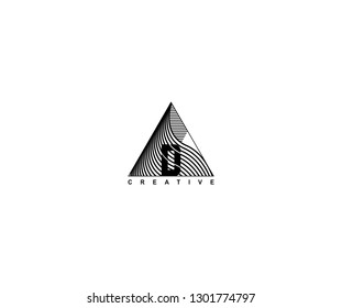 Abstract letter D geometric monogram linear triangle logotype