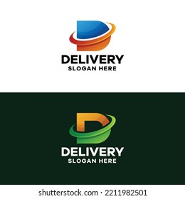 Plantilla de logotipo de degradado de letras abstractas D
