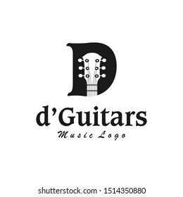 abstract letter d guitar logo icon