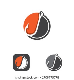 Abstract letter D icon symbol with fishing hook graphic. Flat design symbol letter D. Vector illustration EPS.8 EPS.10