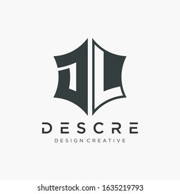 Abstract letter D L logo design with star hexagon  concept. Logo Emblem Capital Letter Modern Template. Creative bold minimalist logotype icon symbol. -VECTOR
