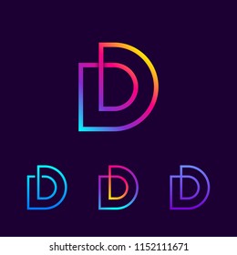 Abstract Letter D Line Monogram Colorful loops logotype, Square shape, swirl spiral infinity logo symbol, Technology and digital connection