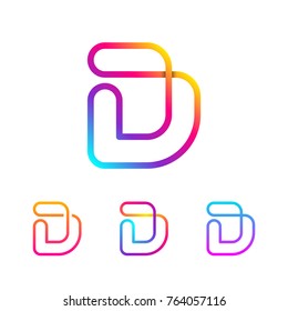 Abstract Letter D Line Monogram Colorful loops logotype, Circle shape, swirl spiral infinity logo symbol, Technology and digital connection