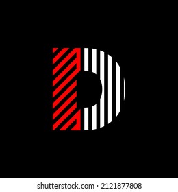 Abstract Letter D Line. Transition color linear logo. Linear modern lettering lines. Font alphabet template. Set logo thin line clean style, black background.