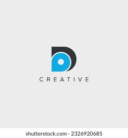 Abstract letter D location pin logo template.