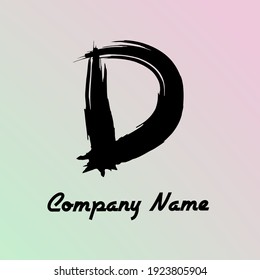 Abstract letter D logo with brush painting style