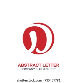 Abstract Letter D logo with circle, simple icon in flat design, isolated on white background. Vector illustration