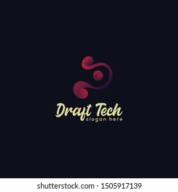 abstract letter D logo concept with gradient colored
