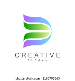 Abstract Letter D logo Design, nature letter D logo template
