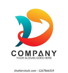abstract letter D logo design template