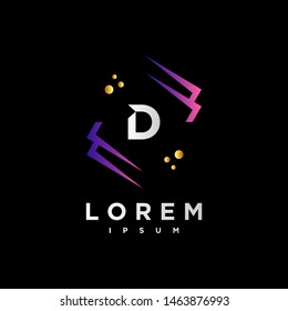Abstract letter D logo design template. purple and black Color. creative sign. Universal vector icon.