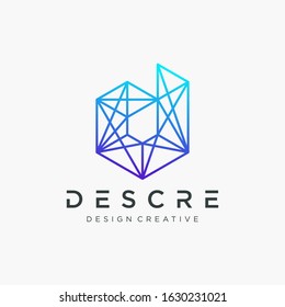 Abstract Letter D logo design template with circuit element .Technology abstract dot connection cross vector logo icon circle logotype. digital logo - Vector - Vector