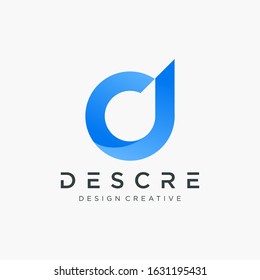 abstract letter D logo design with ribbon swoosh wave. The logo can be used for business consulting and financial companies. Technology digital concept. - vector