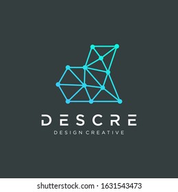 Abstract Letter D logo design template with circuit element .Technology abstract dot connection cross vector logo icon circle logotype. digital logo - Vector - Vector