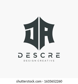 Abstract letter D A logo design with star hexagon  concept. Logo Emblem Capital Letter Modern Template. Creative bold minimalist logotype icon symbol. -VECTOR
