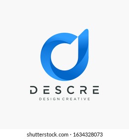 abstract letter D logo design with ribbon swoosh wave. The logo can be used for business consulting and financial companies. Technology digital concept. - vector