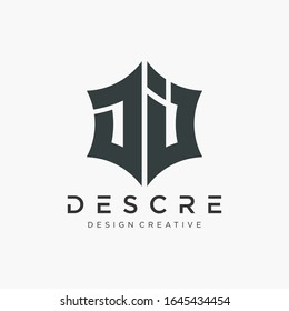 Abstract letter D I logo design with star hexagon  concept. Logo Emblem Capital Letter Modern Template. Creative bold minimalist logotype icon symbol. -VECTOR