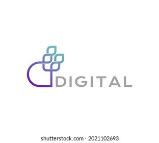 abstract letter d logo design, digital logo template