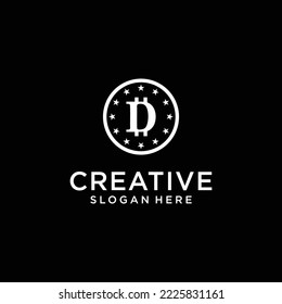 Plantilla de diseño del logotipo de la letra abstracta D
