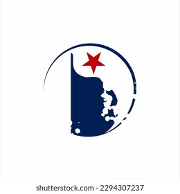 Abstract letter D logo design with star.