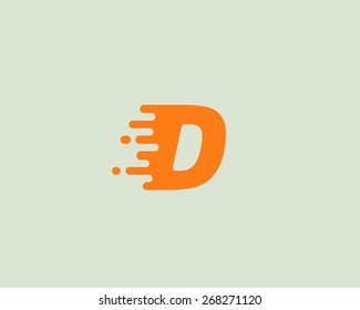 Abstract letter D logo design template.  Dynamic vector unusual font. Universal fast speed fire moving water quick energy drop icon.