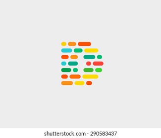 Abstract letter D logo design template.  Dynamic code vector unusual font. Universal fast speed moving dots atoms blocks color symbol. Flow structure energy data activity complex icon.