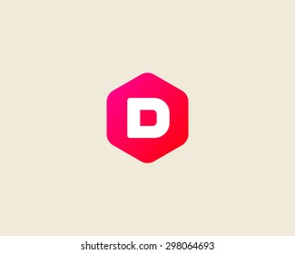 Abstract letter D logo design template. Colorful creative hexagon sign. Universal vector icon.