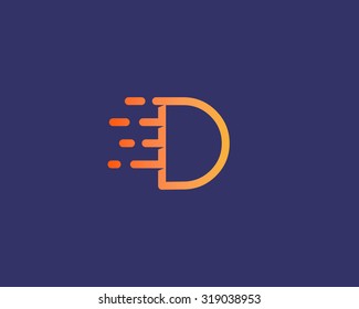 Abstract letter D logo design template.  Dynamic vector unusual line font. Universal fast speed fire moving water quick energy drop icon symbol mark.