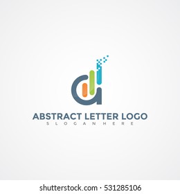 Abstract letter D logo design template. Blue and grey creative sign.