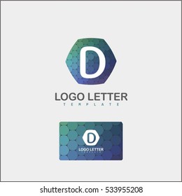 Abstract letter D logo design template. Colorful creative hexagon sign. Universal vector icon.