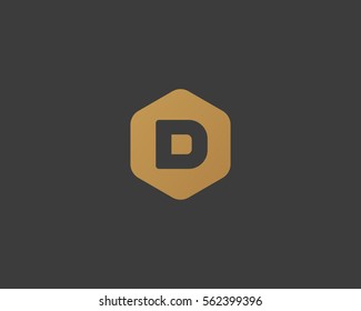 Abstract letter D logo design template. Creative hexagon sign mark. Universal vector icon logotype.