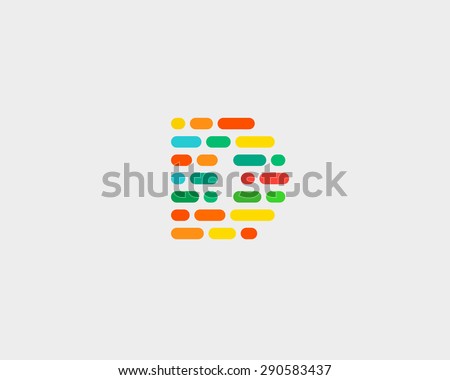 Abstract letter D logo design template.  Dynamic code vector unusual font. Universal fast speed moving dots atoms blocks color symbol. Flow structure energy data activity complex icon.