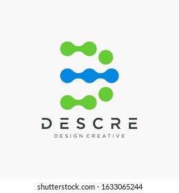 Abstract letter D logo with dot concept. Universal colorful biotechnology molecule atom DNA chip symbol. This logo is suitable for research, science, medical, logotype, technology, lab, molecule.