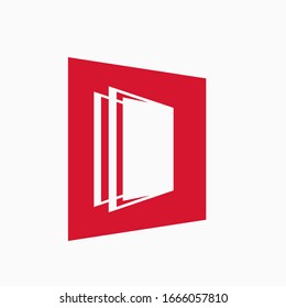 Abstract Letter D Logo Icon initial monogram in red color.