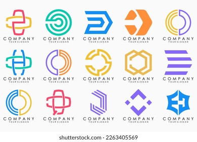 conjunto de iconos del logotipo de la letra abstracta D. diseño para negocios de lujo, elegante, sencillo.