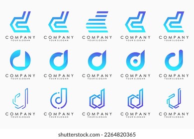 abstract letter D logo icon set. design for business of luxury, elegant, simple.