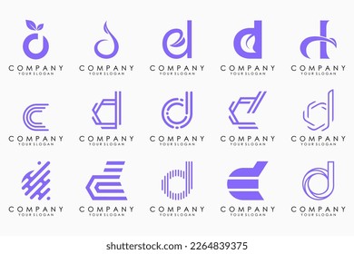 conjunto de iconos del logotipo de la letra abstracta D. diseño para negocios de lujo, elegante, sencillo.