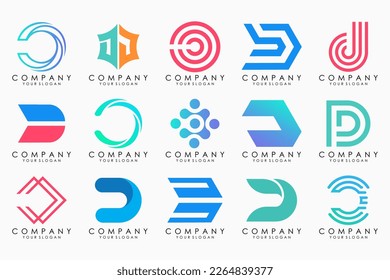 conjunto de iconos del logotipo de la letra abstracta D. diseño para negocios de lujo, elegante, sencillo.