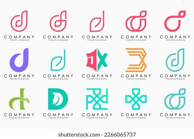 conjunto de iconos del logotipo de la letra abstracta D. diseño para negocios de lujo, elegante, sencillo.