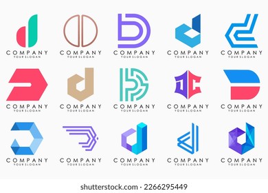 abstract letter D logo icon set. design for business of luxury, elegant, simple.