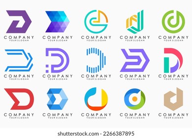 conjunto de iconos del logotipo de la letra abstracta D. diseño para negocios de lujo, elegante, sencillo.
