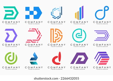 abstract letter D logo icon set. design for business of luxury, elegant, simple.