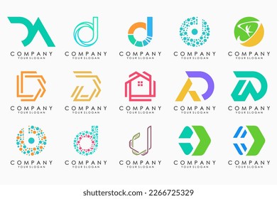 conjunto de iconos del logotipo de la letra abstracta D. diseño para negocios de lujo, elegante, sencillo.