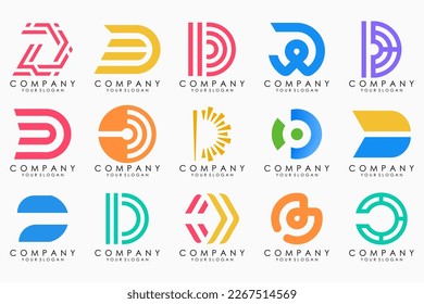 conjunto de iconos del logotipo de la letra abstracta D. diseño para negocios de lujo, elegante, sencillo.